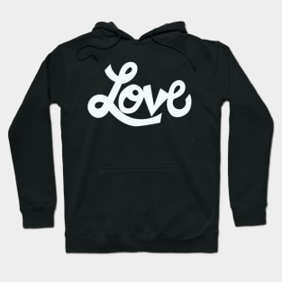 Whimsical Love cartoon illustrated text in icy blue Hoodie